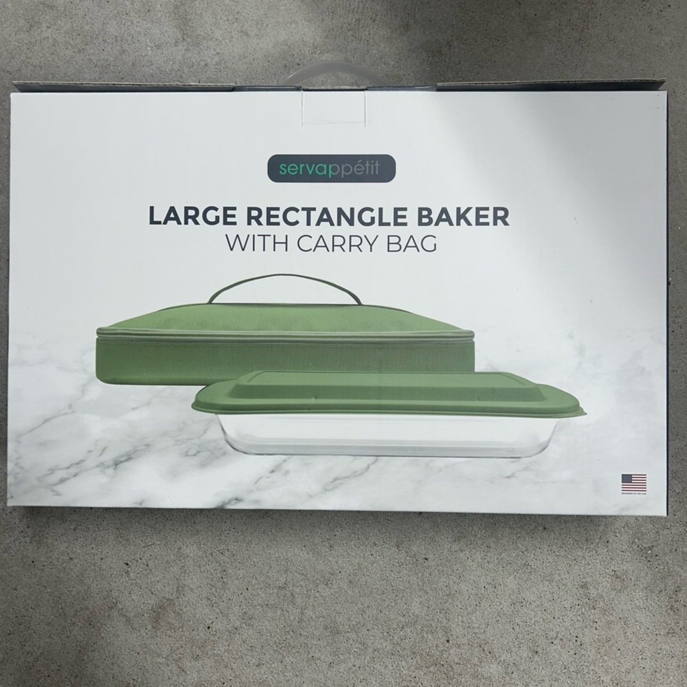 Servappetit Rectangle Baker Glass Baking Dish W/ Insulated Carry Bag 13.5x9”